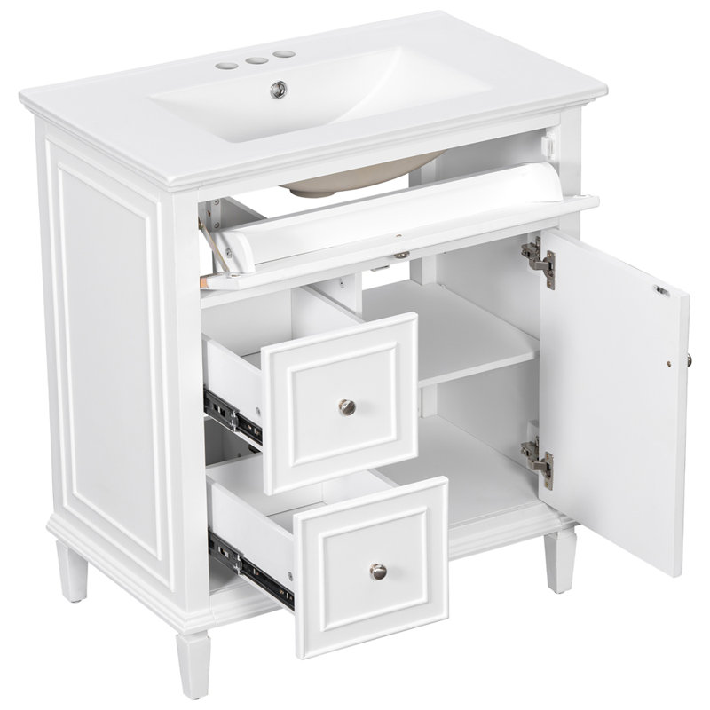 Meuble-lavabo 30 po avec lavabo, 30", Noir, Blanc