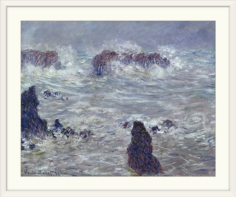 Tempête, au large de la côte de Belle Lle, 1886 par Claude Monet - reproduction imprimée, H 32 po x l 38 po x P 1 po
