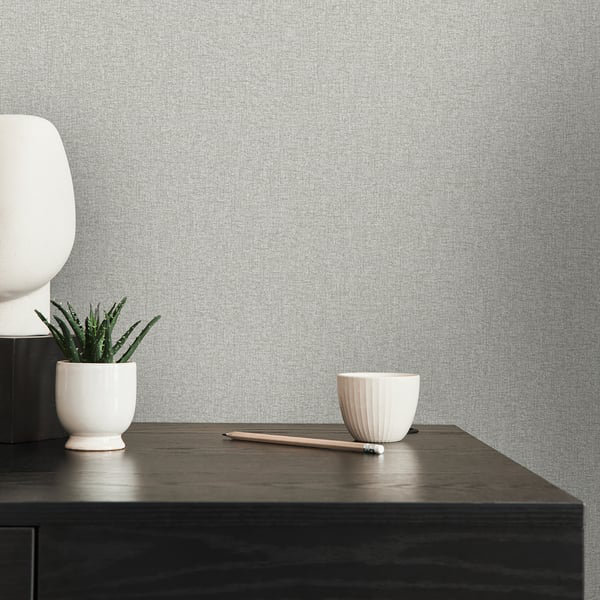 Flourish 10.05m x 53cm Textured Wallpaper Roll, Silver Grey
