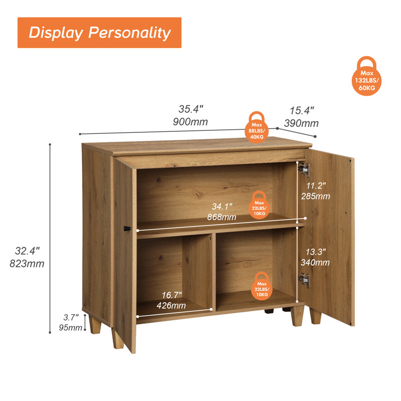Lysiane 2-Door Accent Cabinet, Brown
