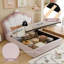 Pink Velvet Hydraulic Storage Bed-1717190029