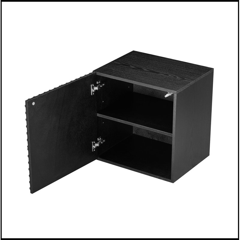 Table d'appoint en bois avec armoire, Noir