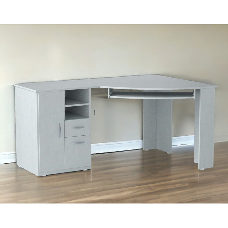 Bureau d'ordinateur blanc avec deux tiroirs Darya
