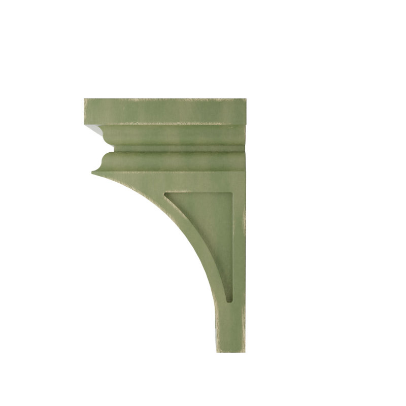 Corbel décoration rétro en bois Nevio, H 12 po x l 6 po x P 6,75 po, Vert patiné
