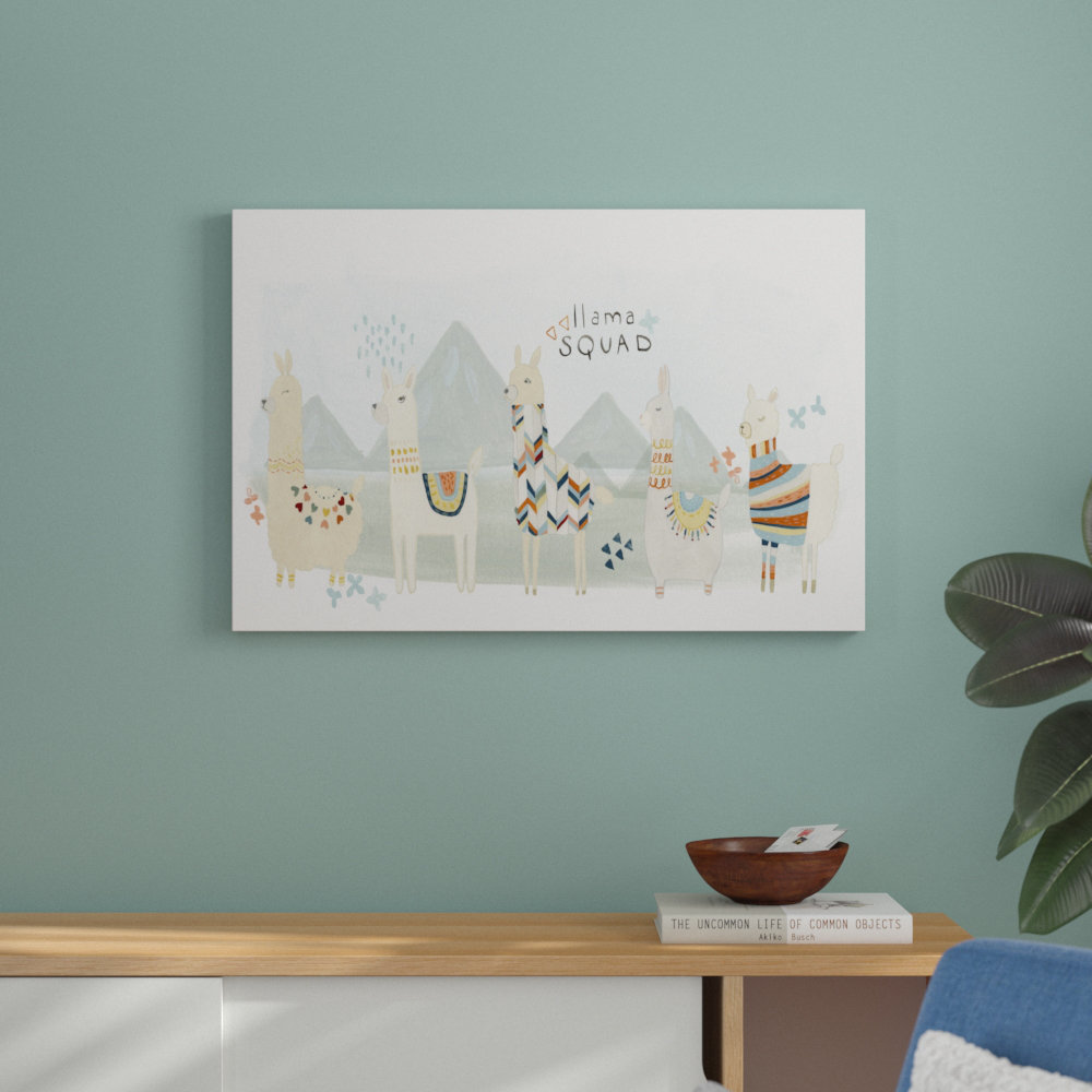 Llama Squad III by June Erica Vess - Painting on Canvas