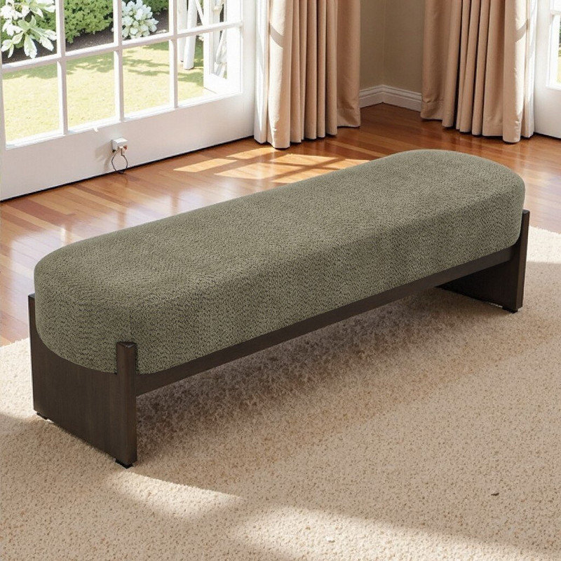 Banc de rangement pour repose-pieds texturé, Brun, vert foncé