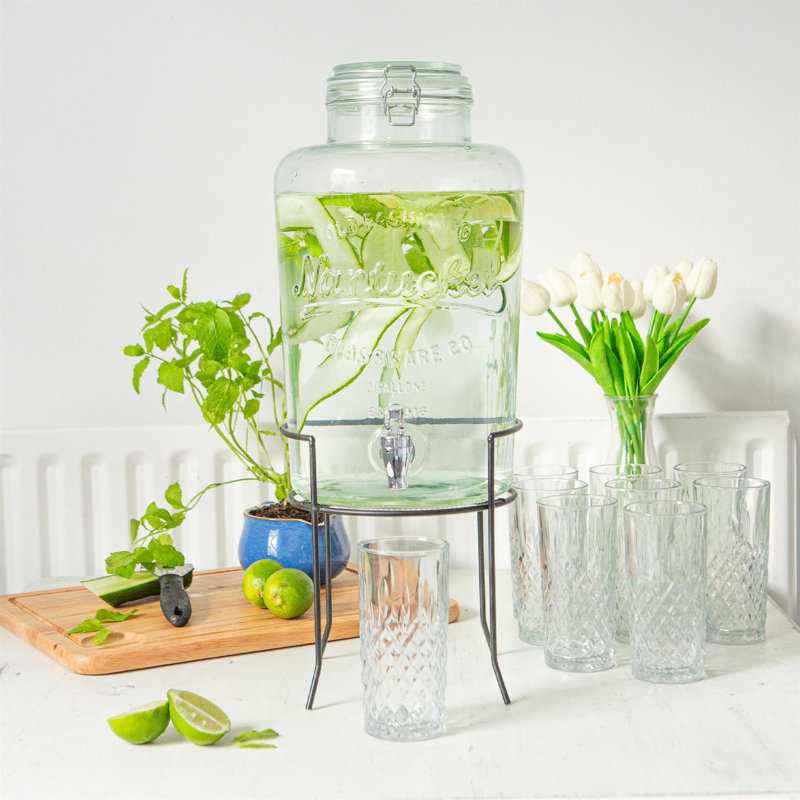 Rink Drink Glass Drinks Dispenser with Tap & Stand, 8.7L, Black
