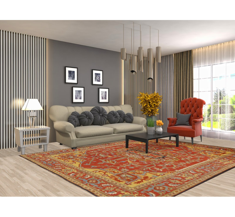 Tapis oriental traditionnel en laine fait à la main 8 x 10