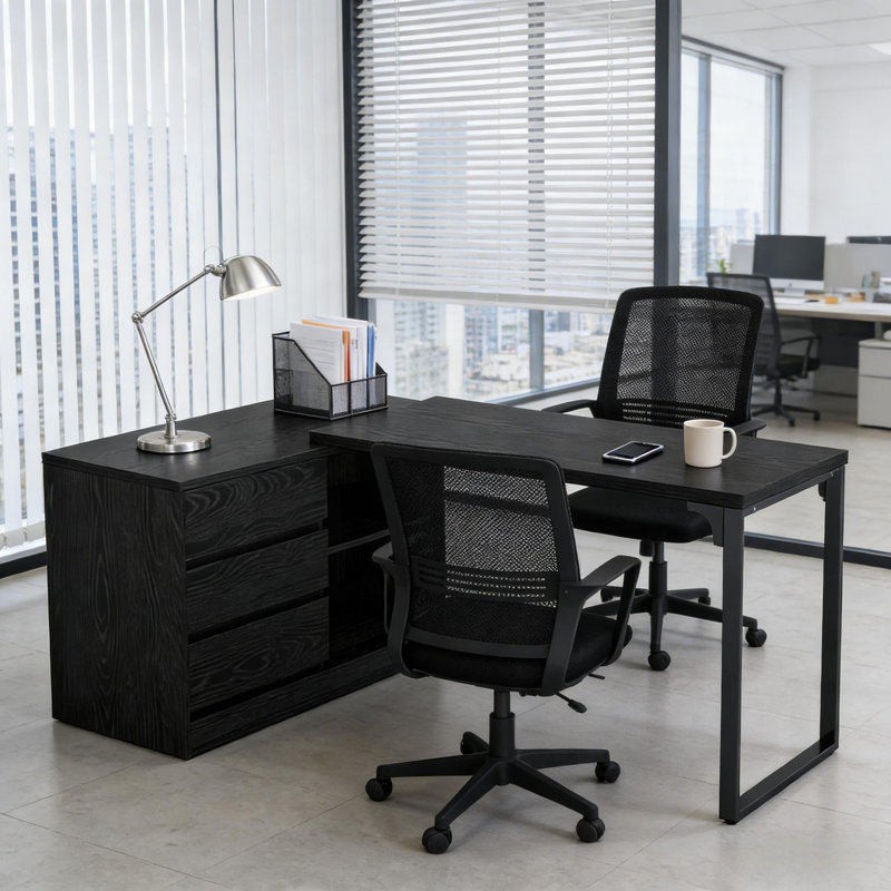 Bureau de coin réversible, bureau d'ordinateur en L, bureau de direction