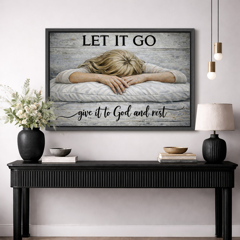 Let It Go Art, donner à Dieu, impression sur toile, impression sur toile encadrée, Cadre noir, H 16 po x l 24 po x P 1,5 po