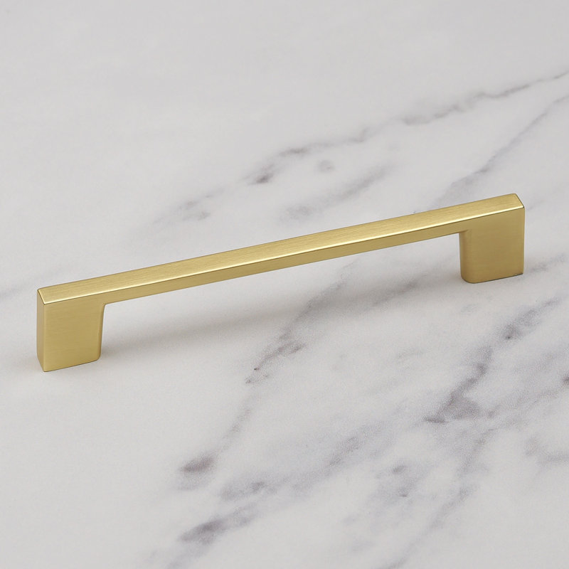 Brushed Brass Slim Square D-Bar Handles, 128mm