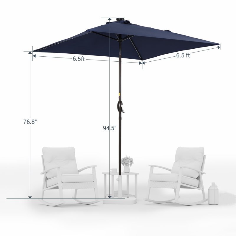 Parasol de marché carré lumineux 6,5 x 6,5 pi Salmas, Bleu marine