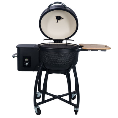 Zonse 55"""" Kamado Charcoal Grill with Smoker -  ET2994psm76BLK-XLL