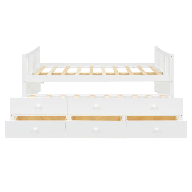Lit de jour pleine grandeur avec lit gigogne simple et tiroirs, pleine grandeur, blanc (OLD SKU: LP000341AAK), Blanc