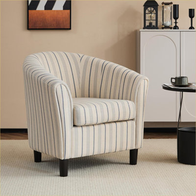 Geerda 31.5" Wide Upholstered Striped Barrel Chair