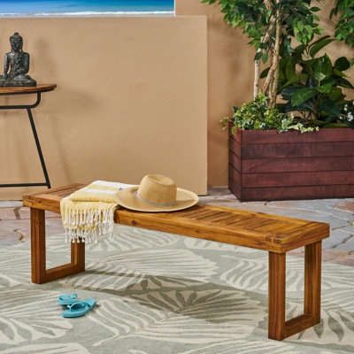 Banc de patio en bois, résistant aux intempéries, banc de 60 po x 15 po pour l'extérieur, l 18 po
