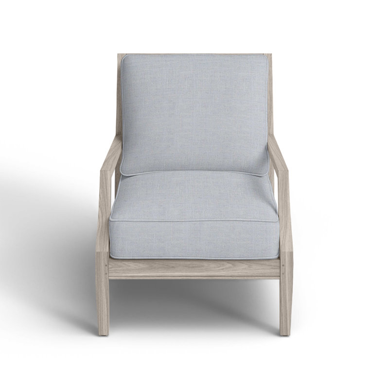 Haley Teak Lounge Chair - Oyster, Oyster Teak, Welt + Standard fill, Linen Chambray