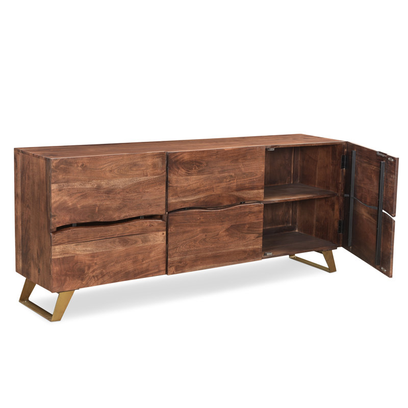 Morrell 71'' Solid Wood Sideboard, Yellow/Dark Brown