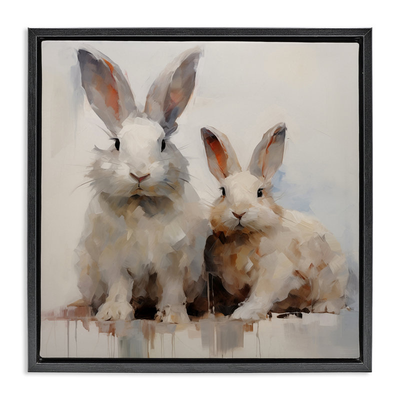  "Fluffy Spring Rabbits" par Arlington Prints, Cadre flottant noir de jais, H 18 po x l 18 po