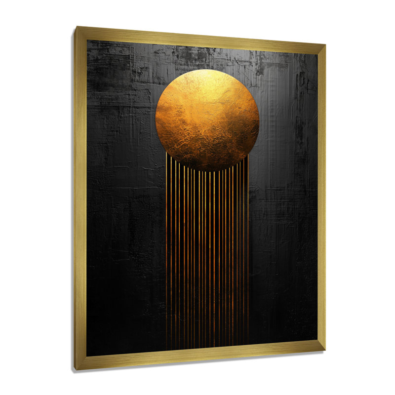 Bobba - reproduction d'art sur toile abstraite, H 40 po x l 30 po, Reproduction encadrée d'une seule photo, Doré