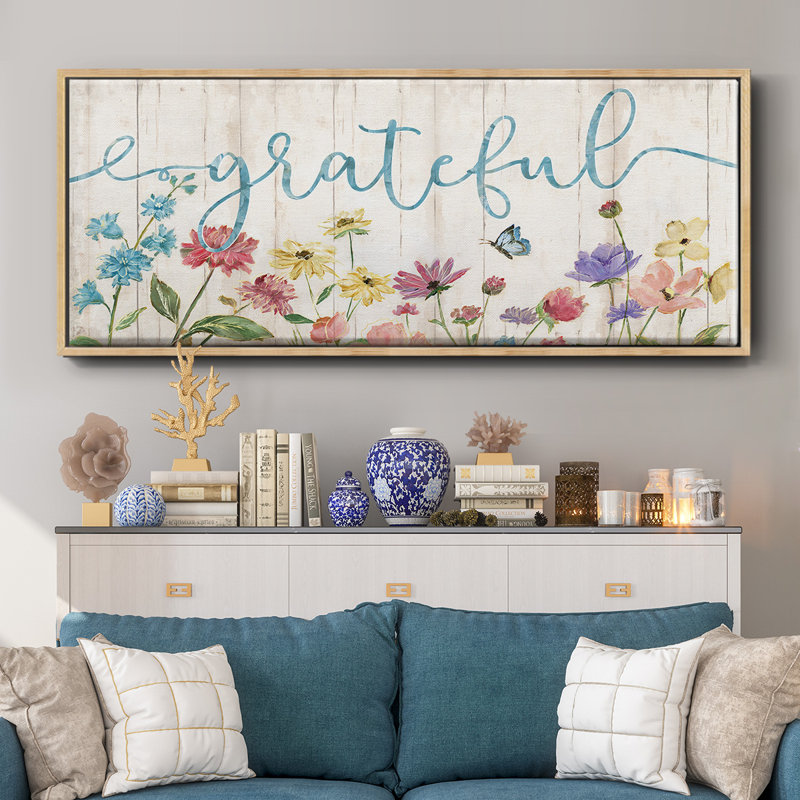Grateful Wildflowers- Framed Canvas, 24" H x 60" W