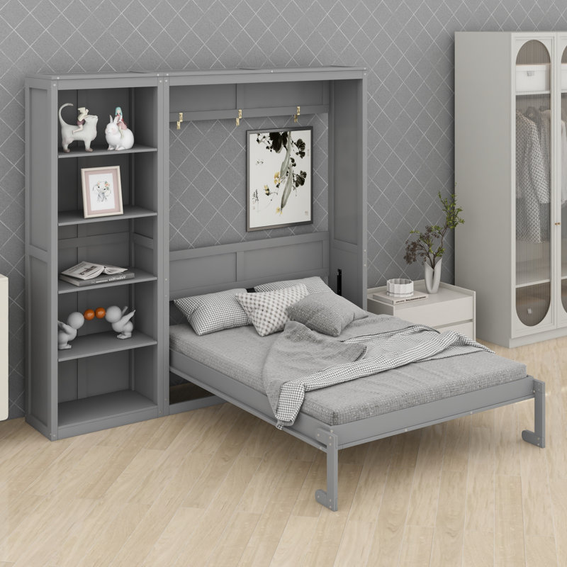 Lit escamotable avec tablettes Murphy, Gris