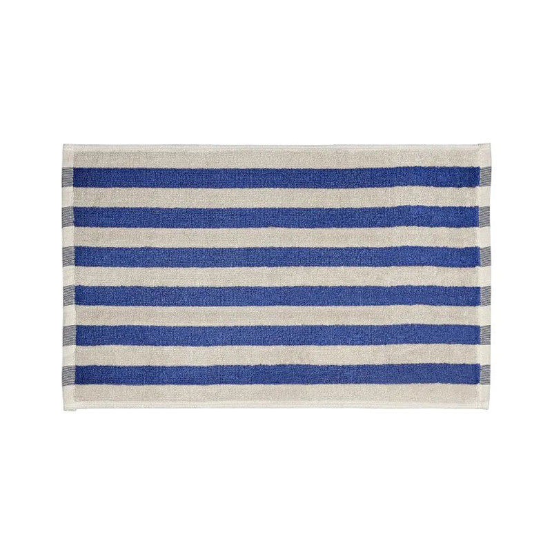 100% Cotton Hand Towel, Moonbeam/Mazarine Blue Wide Stripe