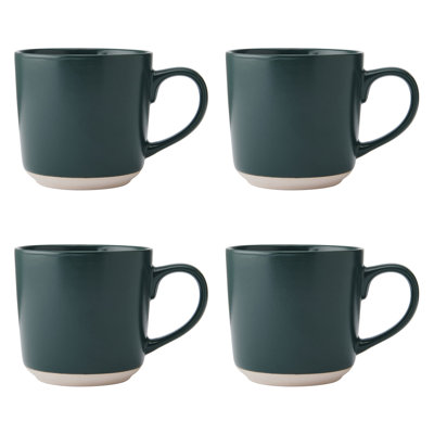 La Cafetière Ceramic Mugs, Set of 4 Durable Ceramic Coffee Cups with Unglazed Base, 350ml