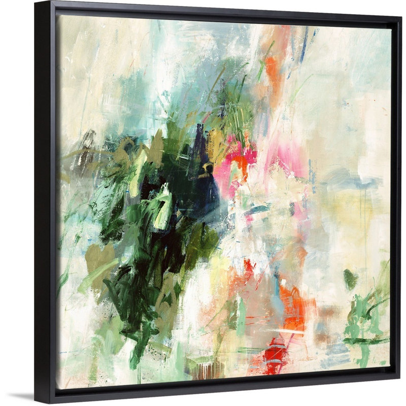 « jealous hearts », peinture sur toile, H 31,7 po x l 31,7 po x P 1,75 po, Cadre flottant noir