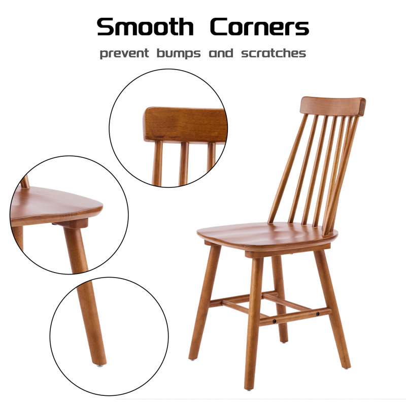  Ensemble de 6 chaises de salle à manger en bois massif l 17,5 po Farmhouse Windsor, noyer, Noyer, 6