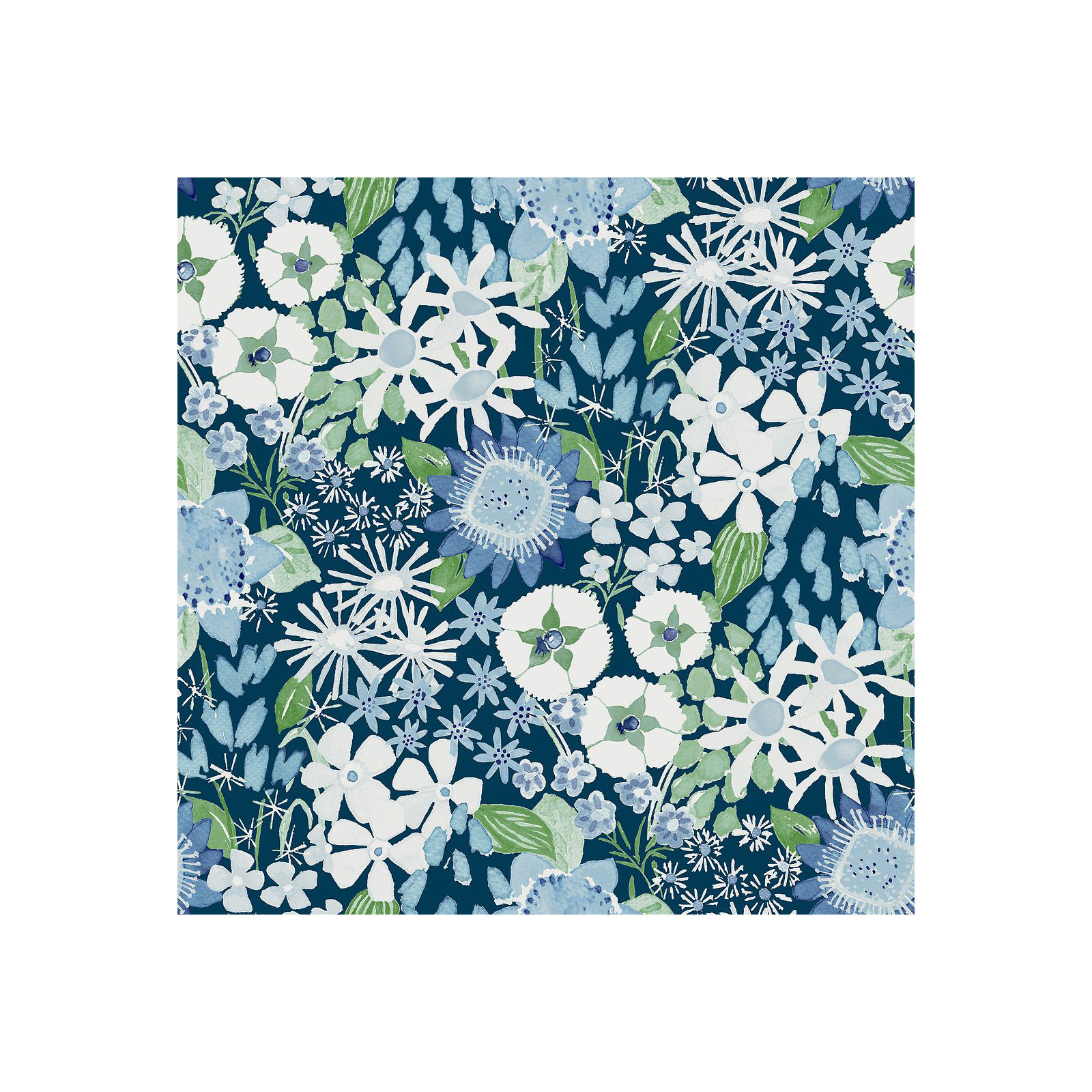 Anika Flowers Wallpaper, Blue