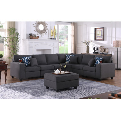 125" Wide Reversible Modular Sofa with Ottoman