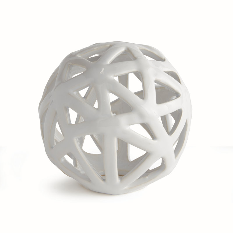ALICIA METAL ORB, 7.09" H x 7.67" W x 7.67" D, White