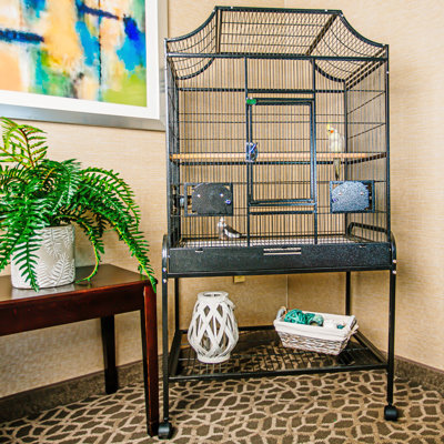 Large Black Victorian Top Floor Bird Cage