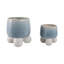 Sagebrook Home Knobby Footed Planters, Blue/White, 2-Pieces