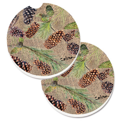 Ceramic Round 2 Piece Car Coaster Set