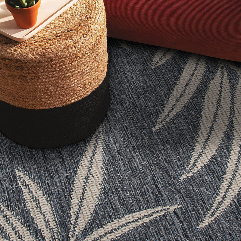 Dowd Floral Blue/Gray/Ivory Indoor/Outdoor Area Rug, Rectangle 7'10" x 10'