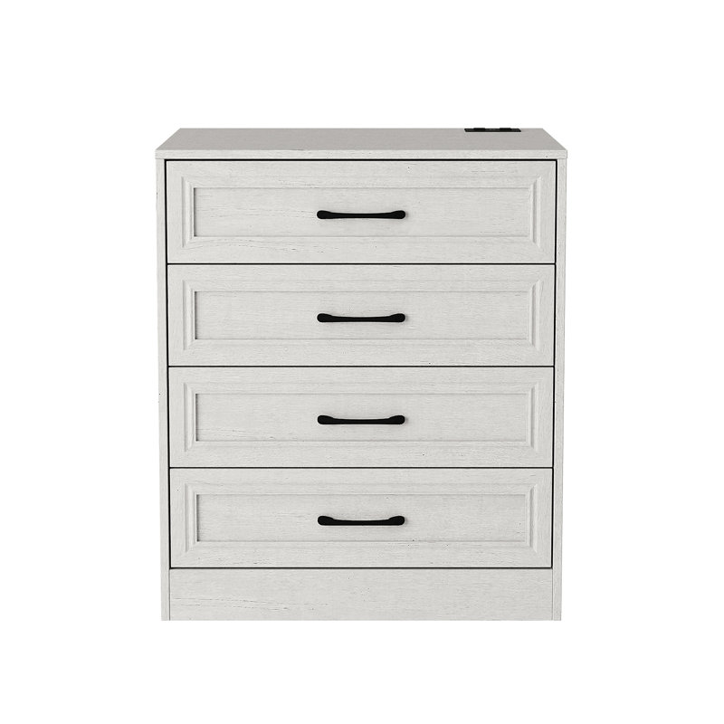 Iasia 4-Drawer Dresser with Charging Station , White