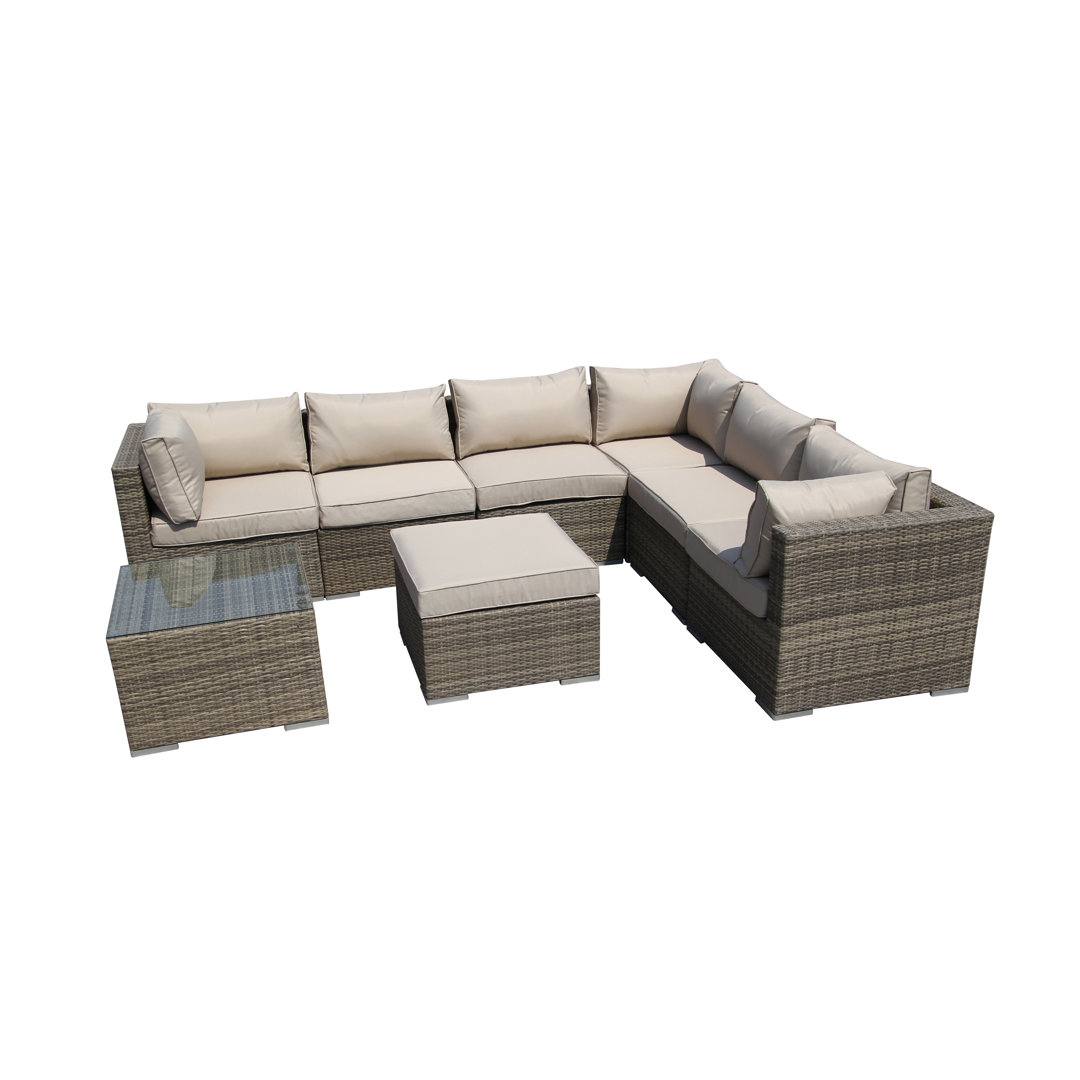 7-Sitzer Lounge-Set Askim aus Rattan mit Polster