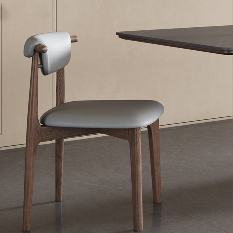 Ensemble de table de salle à manger en bois de frêne ardoise mat couleur noyer, 6