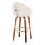 Tabouret de bar à hauteur fixe en bois de noyer et similicuir brun clair avec repose-pieds rond chromé - ensemble de 2-380747977