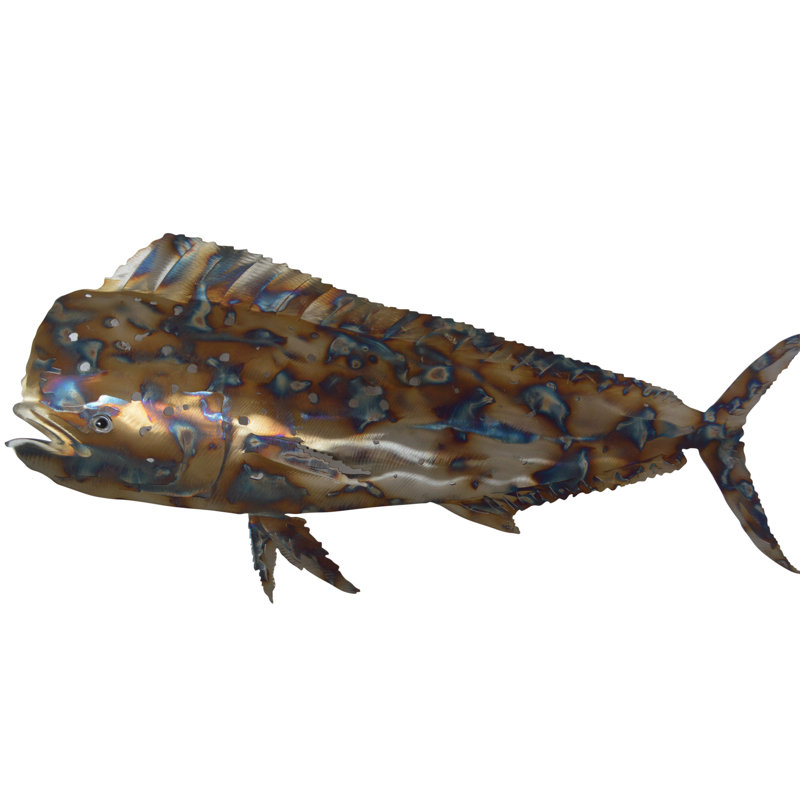 Mahi Mahi laser cut steel wall mounted, 14" H x 26" W x 2" D