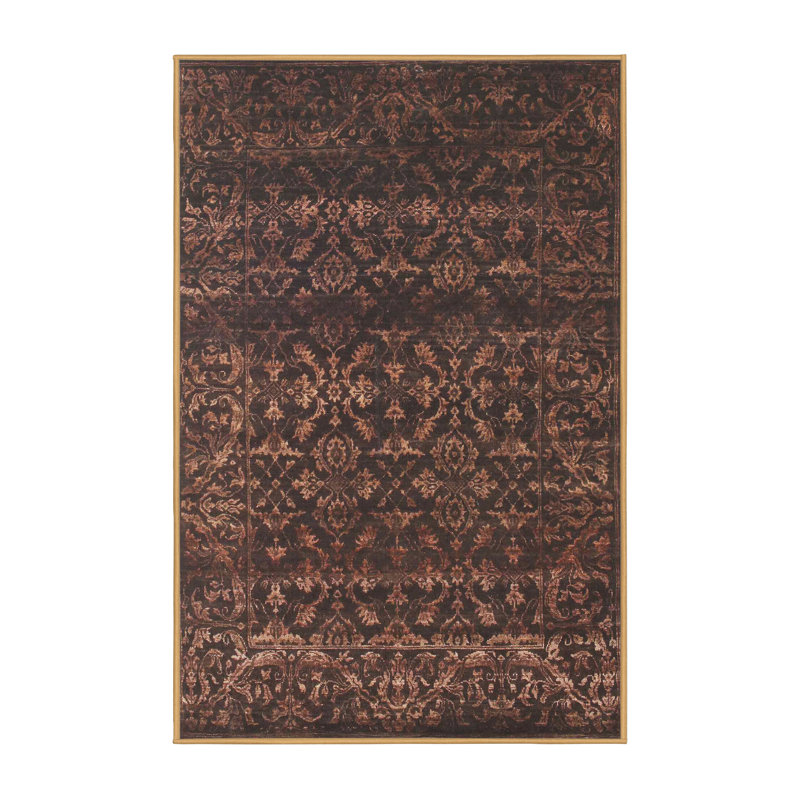 Tapis contemporain brun foncé, Rectangle 5 pi x 7 pi