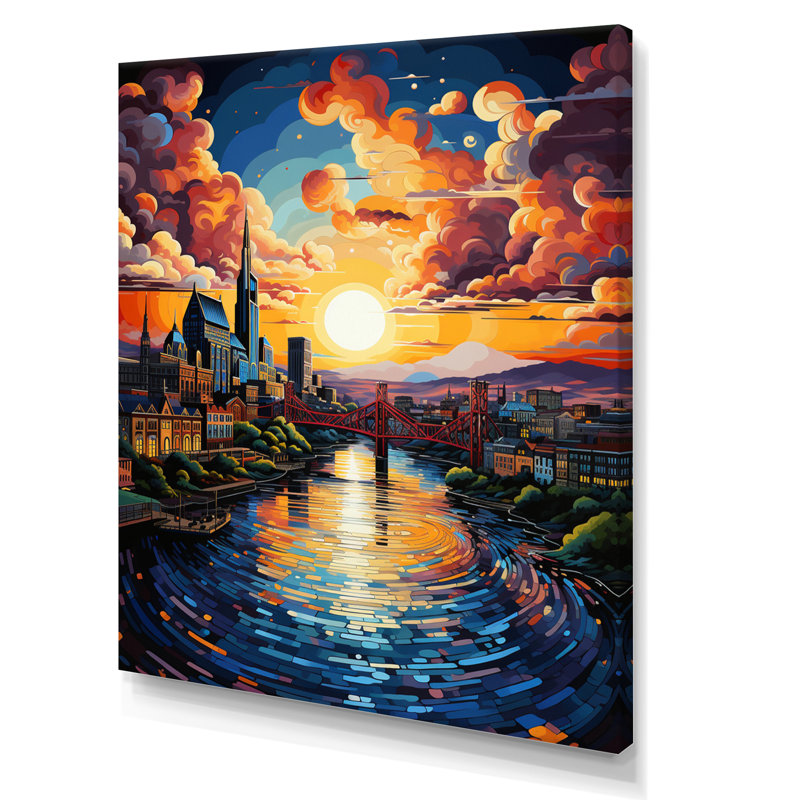 City Nashville Popart IV - Cityscapes, impressions sur toile, H 20 po x l 12 po x P 1 po, Toile tendue
