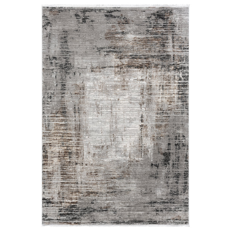 Tapis abstrait gris clair Gints Collection, Rectangle 7 pi 10 po x 10 pi 10 po