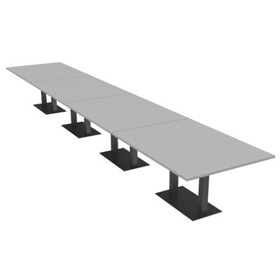 Rectangle Conference Table with Double Metal Post Base