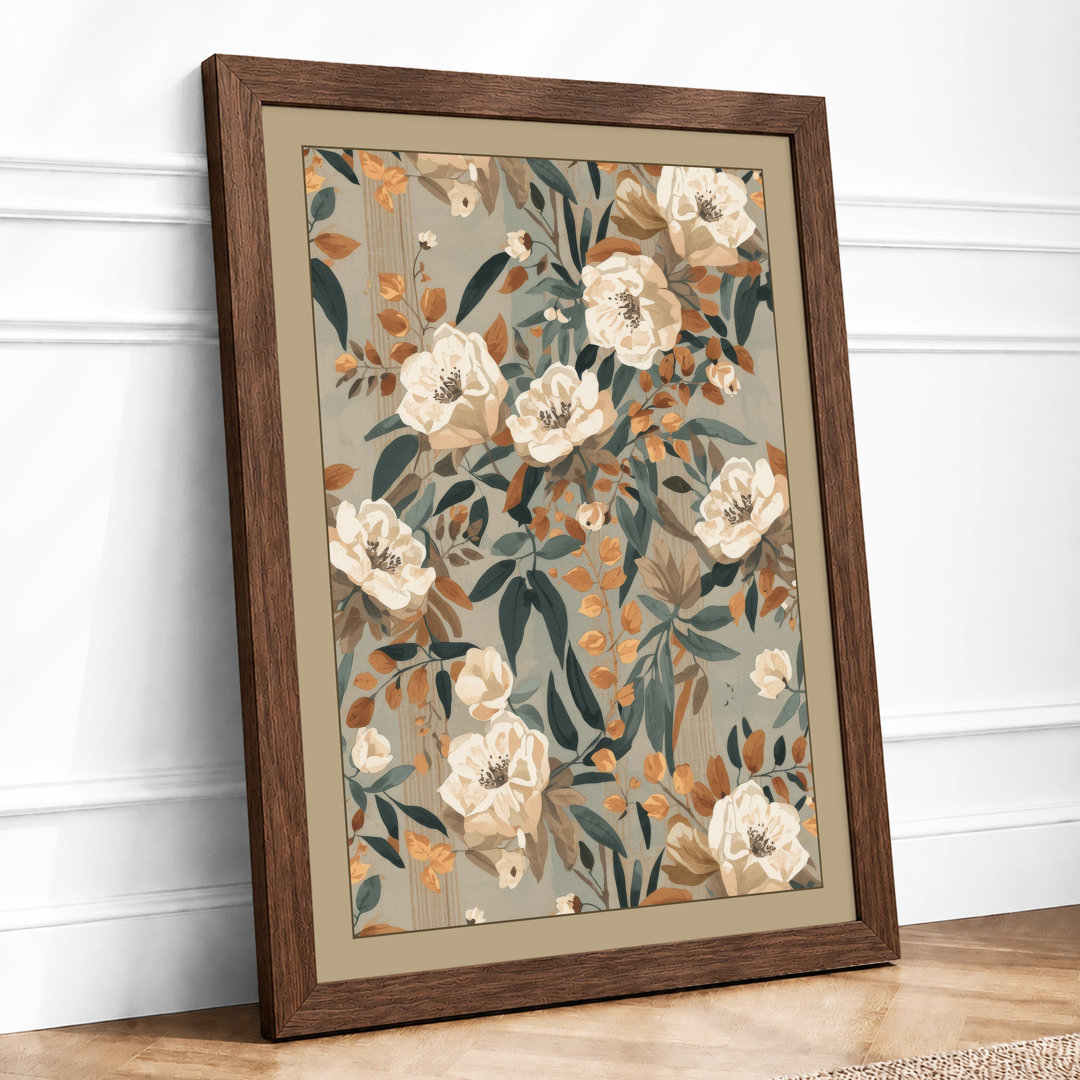 Blooms on Warm Earth Botanical - Framed Print