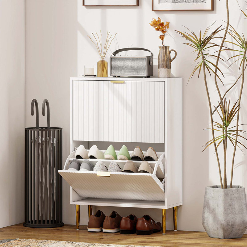 Flip Down Shoe Storage, White, 91cm H x 60cm W x 24cm D