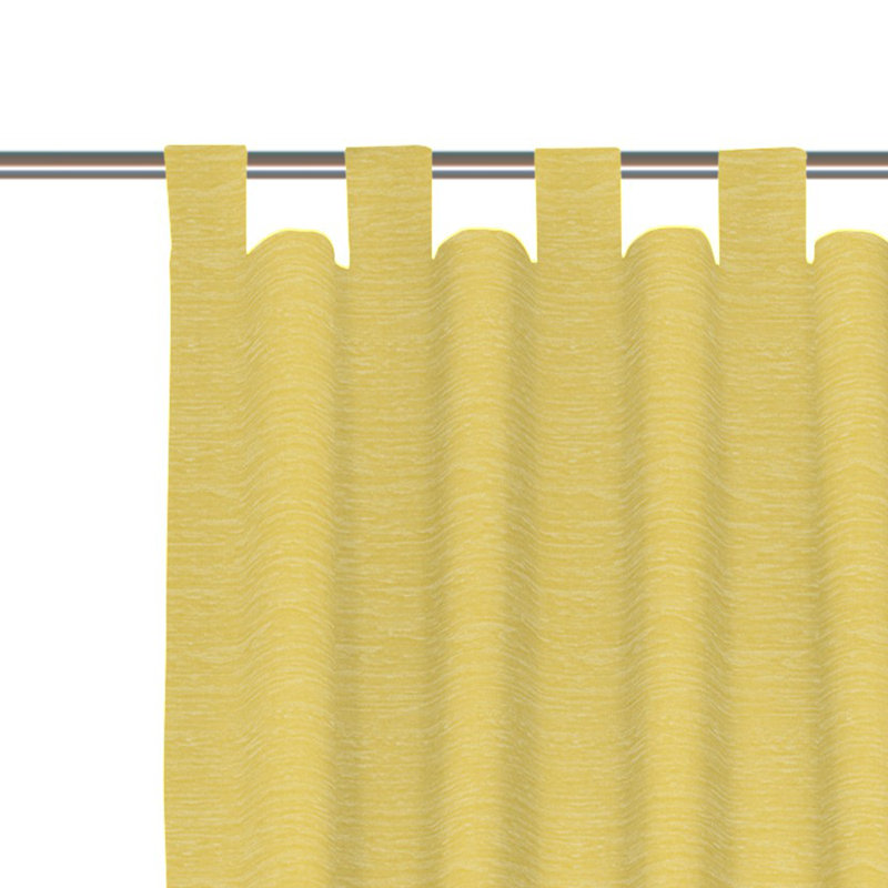 Polyacrylic Opaque Tab Top Curtain Panel, 132cm Width x 355cm Drop, Yellow