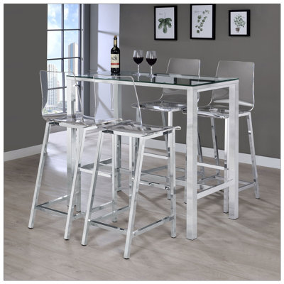 Clear and Chrome Bar Stools (Set of 2)